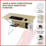 darrahopens Home & Garden > Home & Garden Others Wood & Metal Computer Desk with Shelf Home Office Furniture