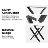 darrahopens Home & Garden > Home & Garden Others X-Shaped Table Bench Desk Legs Retro Industrial Design Fully Welded - Black