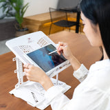 Darrahopens Home & Garden > Home Office Accessories Pelican Stand White Adjustable Laptop Holder Foldable Tablet Book PC Desk