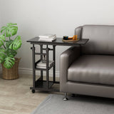Darrahopens Home & Garden > Home Office Accessories Side Table with Storage Shelves, Height Adjustable Sofa Couch Coffee End Table Bedside Table Laptop Desk with Wheels