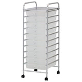 Darrahopens Home & Garden > Home Office Accessories YES4HOMES White Plastic Storage10 Tier with Metal Trolley Shelf and Slide-Out Drawers