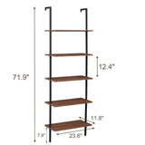 Darrahopens Home & Garden Industrial Ladder Shelf Wood Wall-Mounted Bookcase Storage Rack Shelves Display