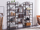 Darrahopens Home & Garden Industrial Vintage Shelf Bookshelf, Wood and Metal Bookcase Furniture for Home & Office