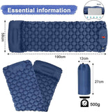 Darrahopens Home & Garden > Inflatable Mattress Ultralight Inflatable Camping Sleeping Pad with Pillow for Travelling and Hiking
