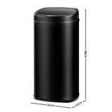 darrahopens Home & Garden > Kitchen Bins 58L Motion Sensor Rubbish Bin - Black