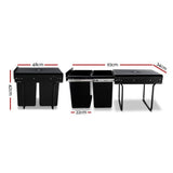 darrahopens Home & Garden > Kitchen Bins Cefito 2x20L Pull Out Bin - Black