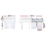 darrahopens Home & Garden > Kitchen Bins Cefito 2x20L Pull Out Bin - White