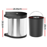 darrahopens Home & Garden > Kitchen Bins Cefito Kitchen Swing Out Pull Out Bin Stainless Steel Garbage Rubbish Can 12L