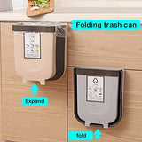 Darrahopens Home & Garden > Kitchen Bins Hanging Trash Can Collapsible Small Garbage Waste Bin for Kitchen Cabinet Door (Grey)