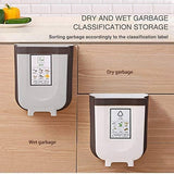Darrahopens Home & Garden > Kitchen Bins Hanging Trash Can Collapsible Small Garbage Waste Bin for Kitchen Cabinet Door (Grey)