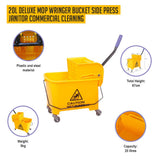 darrahopens Home & Garden > Kitchenware 20L Deluxe Mop Wringer Bucket Side Press Janitor Commercial Cleaning