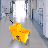 darrahopens Home & Garden > Kitchenware 20L Deluxe Mop Wringer Bucket Side Press Janitor Commercial Cleaning