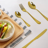 darrahopens Home & Garden > Kitchenware 24-piece Gold Cutlery Flatware Stainless Steel Silverware Set Reflective Mirror Finish