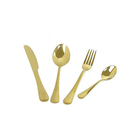 darrahopens Home & Garden > Kitchenware 24-piece Gold Cutlery Flatware Stainless Steel Silverware Set Reflective Mirror Finish
