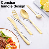 Darrahopens Home & Garden > Kitchenware 24-Piece Stainless Steel Gold Set, Knife Fork Spoon Flatware Set Cutlery Set, Mirror Finish