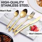 Darrahopens Home & Garden > Kitchenware 24-Piece Stainless Steel Gold Set, Knife Fork Spoon Flatware Set Cutlery Set, Mirror Finish