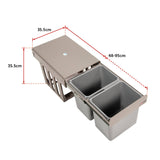 darrahopens Home & Garden > Kitchenware 2x 15L Pull Out Trash Bin Dual Kitchen Garbage Waste Basket Cabinet Bin