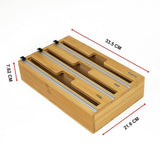 Darrahopens Home & Garden > Kitchenware 3 Grids Bamboo Food Wrap Dispenser Cutter Foil Cling Film Storage Holder Box Kitchen