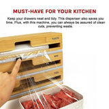 Darrahopens Home & Garden > Kitchenware 3 Grids Bamboo Food Wrap Dispenser Cutter Foil Cling Film Storage Holder Box Kitchen