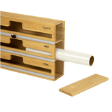 Darrahopens Home & Garden > Kitchenware 3 Grids Bamboo Food Wrap Dispenser Cutter Foil Cling Film Storage Holder Box Kitchen