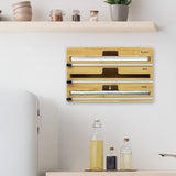 Darrahopens Home & Garden > Kitchenware 3 Grids Bamboo Food Wrap Dispenser Cutter Foil Cling Film Storage Holder Box Kitchen
