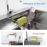 Darrahopens Home & Garden > Kitchenware 3-in-1 Adhesive Stainless Steel Sink Caddy Organizer Storage for Kitchen  Rustproof