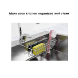 Darrahopens Home & Garden > Kitchenware 3-in-1 Adhesive Stainless Steel Sink Caddy Organizer Storage for Kitchen  Rustproof