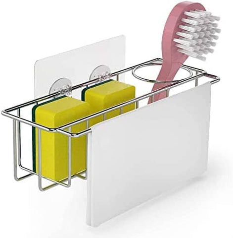 Darrahopens Home & Garden > Kitchenware 3-in-1 Adhesive Stainless Steel Sink Caddy Organizer Storage for Kitchen  Rustproof