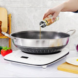 Darrahopens Home & Garden > Kitchenware 304 Stainless Steel 34cm Non-Stick Stir Fry Cooking Kitchen Wok Pan with Lid Honeycomb Double Sided