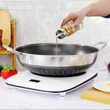 Darrahopens Home & Garden > Kitchenware 304 Stainless Steel 38cm Non-Stick Stir Fry Cooking Kitchen Wok Pan with Lid Honeycomb Double Sided