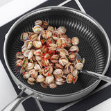 Darrahopens Home & Garden > Kitchenware 304 Stainless Steel Frying Pan Non-Stick Cooking Frypan Cookware 28cm Honeycomb Double Sided without lid