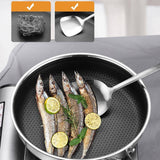 Darrahopens Home & Garden > Kitchenware 304 Stainless Steel Frying Pan Non-Stick Cooking Frypan Cookware 28cm Honeycomb Double Sided without lid