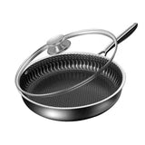 Darrahopens Home & Garden > Kitchenware 304 Stainless Steel Frying Pan Non-Stick Cooking Frypan Cookware 28cm Honeycomb Double Sided without lid