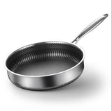 Darrahopens Home & Garden > Kitchenware 304 Stainless Steel Frying Pan Non-Stick Cooking Frypan Cookware 28cm Honeycomb Double Sided without lid