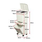 darrahopens Home & Garden > Kitchenware 42L Rubbish Bin Waste Trash Can Pedal Recycling Kitchen Wheel 2 Compartment