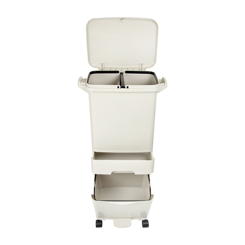 darrahopens Home & Garden > Kitchenware 42L Rubbish Bin Waste Trash Can Pedal Recycling Kitchen Wheel 2 Compartment