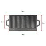 darrahopens Home & Garden > Kitchenware 46x22 cm Cast Iron Reversible Griddle Plate BBQ Hob Cooking Grill Pan