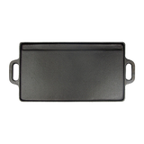 darrahopens Home & Garden > Kitchenware 46x22 cm Cast Iron Reversible Griddle Plate BBQ Hob Cooking Grill Pan