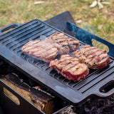 darrahopens Home & Garden > Kitchenware 46x22 cm Cast Iron Reversible Griddle Plate BBQ Hob Cooking Grill Pan