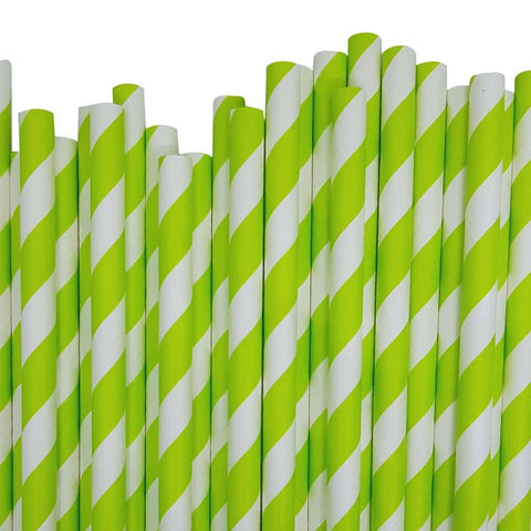 Darrahopens Home & Garden > Kitchenware 50 Pack Green White Drinking Straws Biodegradable Eco Paper Birthday Party Event Bistro Bar Cafe Take Away