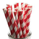 Darrahopens Home & Garden > Kitchenware 50 Pack Red White Drinking Straws Biodegradable Eco Paper Birthday Party Event Bistro Bar Cafe Take Away