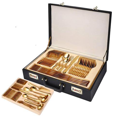 Darrahopens Home & Garden > Kitchenware 72-Piece Stainless Steel Gold Set, Knife Fork Spoon Flatware Set Cutlery Set, 12 sets