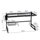 Darrahopens Home & Garden > Kitchenware 85cm Dish Drying Rack Drainer Over Sink Steel Cup Cutlery Organizer 2 Tier
