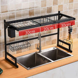 Darrahopens Home & Garden > Kitchenware 85cm Dish Drying Rack Drainer Over Sink Steel Cup Cutlery Organizer 2 Tier