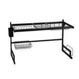 Darrahopens Home & Garden > Kitchenware 85cm Dish Drying Rack Drainer Over Sink Steel Cup Cutlery Organizer 2 Tier