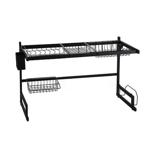 Darrahopens Home & Garden > Kitchenware 85cm Dish Drying Rack Drainer Over Sink Steel Cup Cutlery Organizer 2 Tier