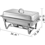 Darrahopens Home & Garden > Kitchenware 9L Chafing Dish Set Buffet Pan Bain Marie Bow Stainless Steel Food Warmer(1*9L)