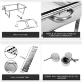 Darrahopens Home & Garden > Kitchenware 9L Chafing Dish Set Buffet Pan Bain Marie Bow Stainless Steel Food Warmer