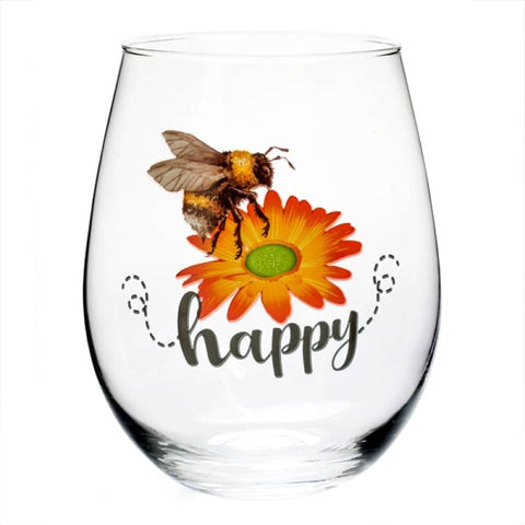 Darrahopens Home & Garden > Kitchenware Bee Happy Stemless Glass
