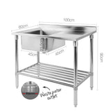 darrahopens Home & Garden > Kitchenware Cefito 100x60cm Commercial Stainless Steel Sink Kitchen Bench